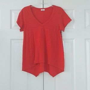 Wilt Orange Short Sleeve Boyfriend Slub Jersey Top